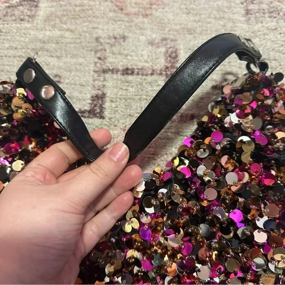 Y2k Pink, gold and black sequin shoulder bag - Picture 5 of 12